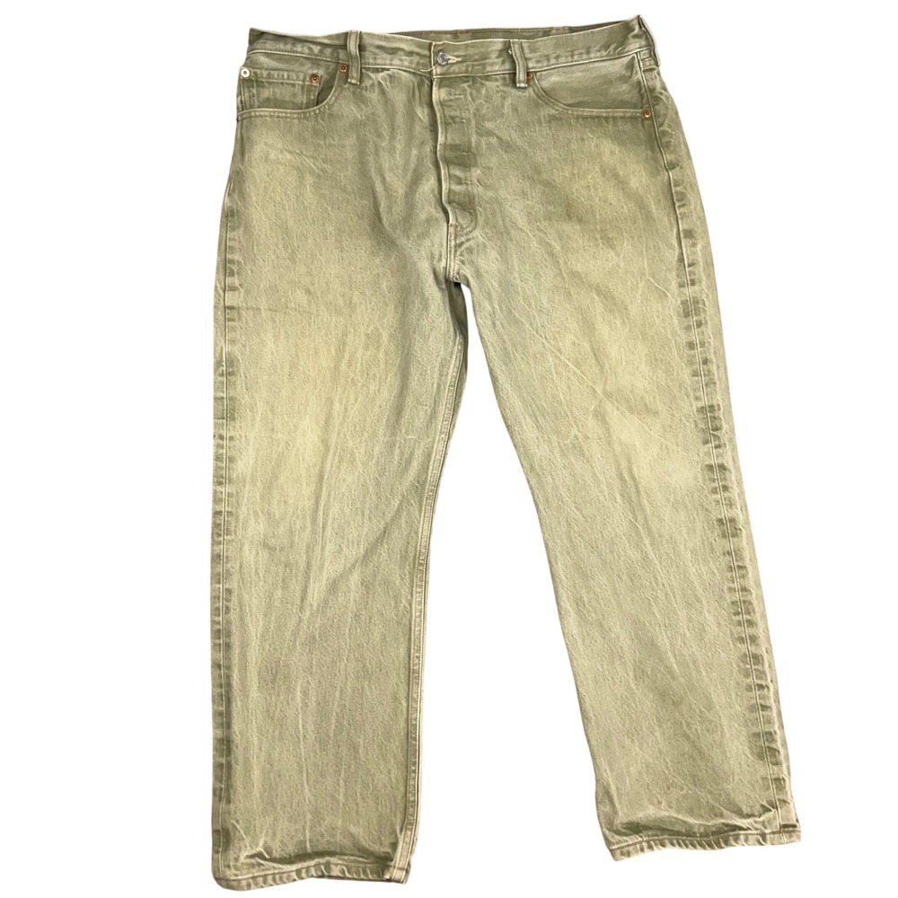 Levis 501 Jeans‎ Mens 40W 30L Sage Green Button Fly Original Fit Straight  Denim